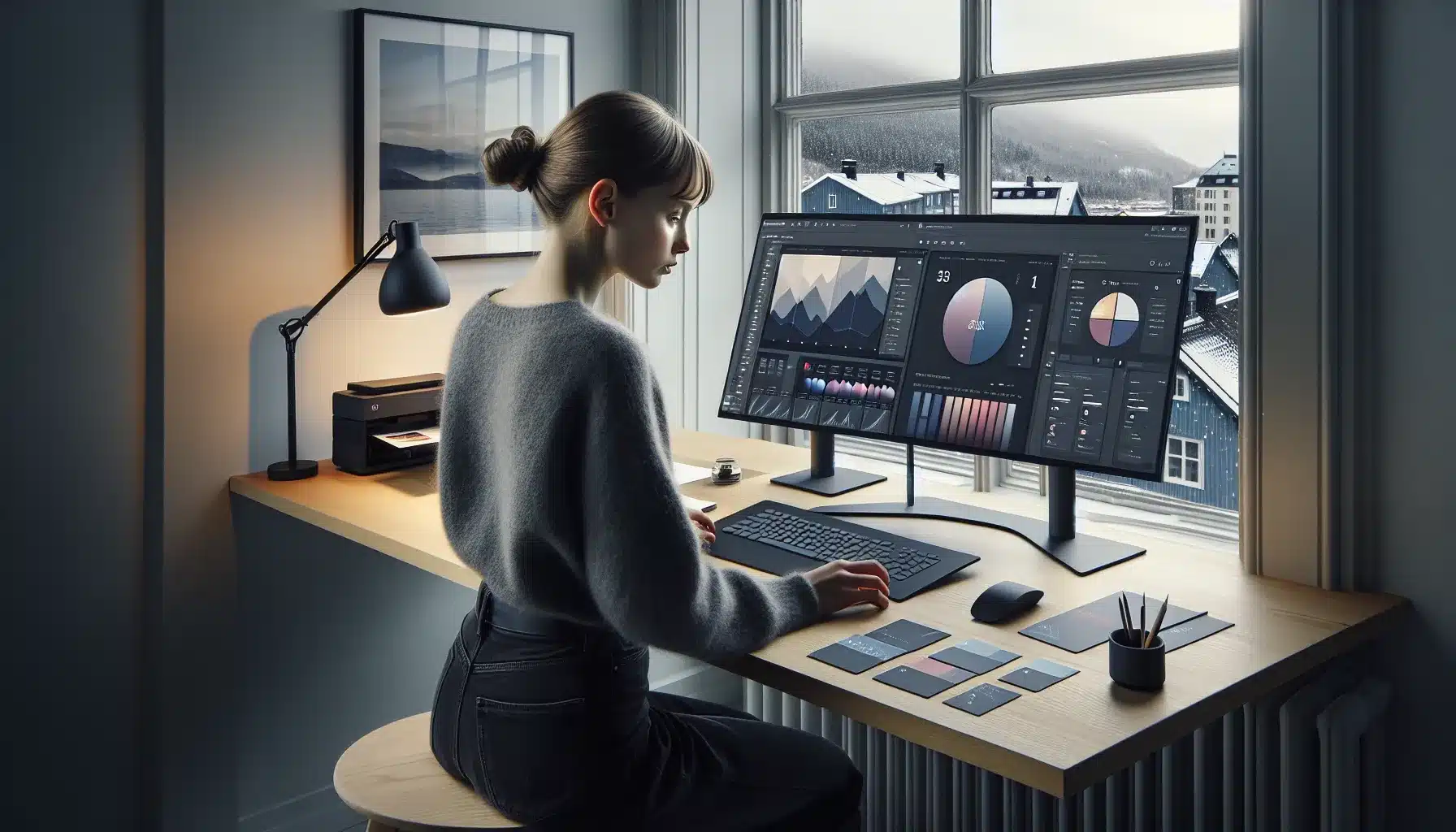 Innovative teknikker i moderne grafisk produksjon 2 Norwegian designer reviews data-driven generative layouts and personalized prints in studio.